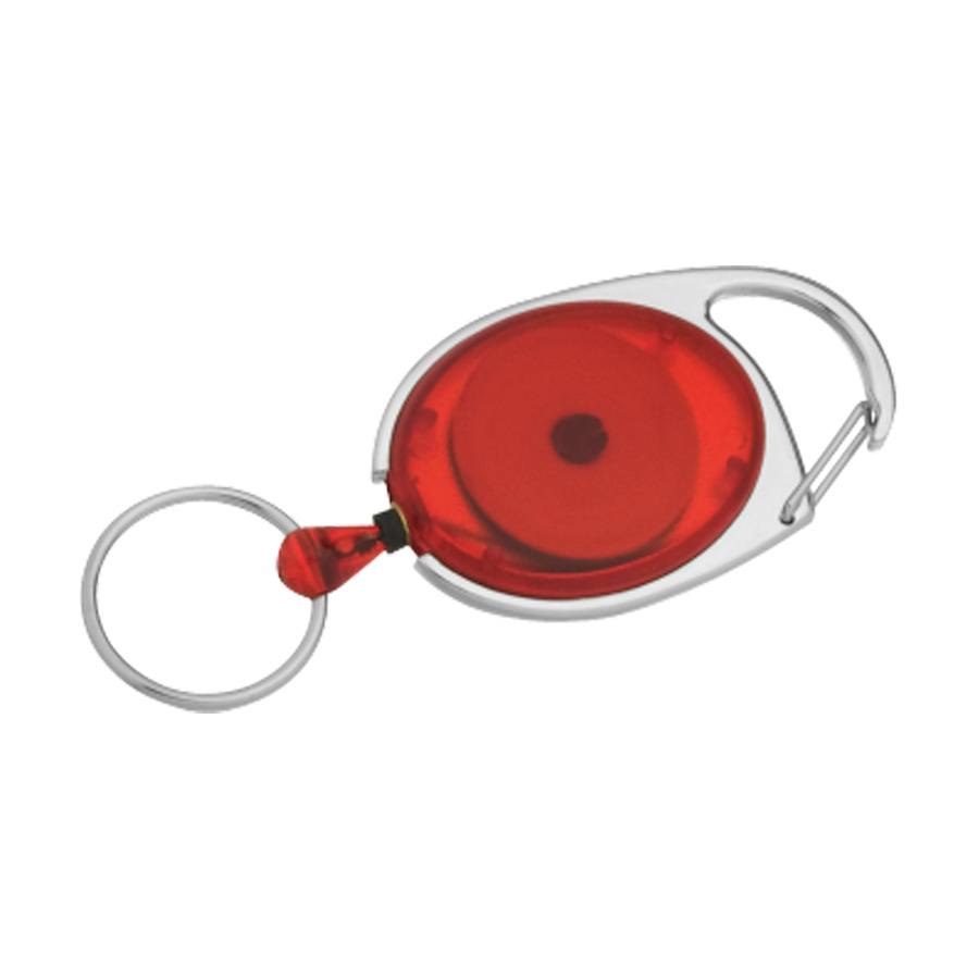 Llavero Mosquetón y Extensor: ideal para campañas de merch y reagalos corporativos. En color rojo con acabado traslucido.