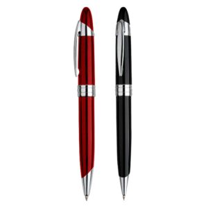 Bolígrafo Metálico Black Pearl, un regalo corporativo de alta gama con terminales cromados.