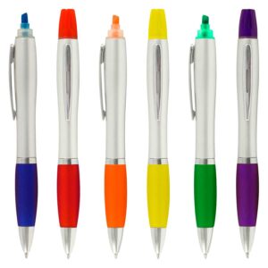 Bolígrafo Destacador Wind Satin con escritura azul y punta fluorescente. Disponible en azul, rojo, naranjo, amarillo, verde, purpura