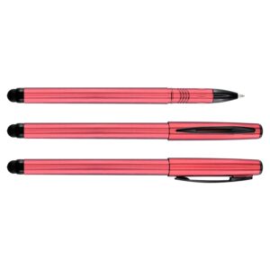 Roller Pen Cooper con cuerpo metalizado y puntero táctil. Escritura negra. Disponible en color: rojo