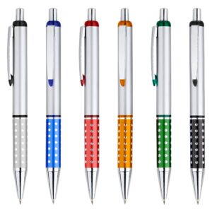 bolígrafo BP11 Andrómeda con detalle de cristales y escritura azul. Personalizable en varios colores, ideal para regalos corporativos