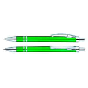 www.regalospro.cl-boligrafoPlasticoArco-bp17-verde Bolígrafo Plástico Arco. Con cuerpo de color verde metalizado. Escritura azul.