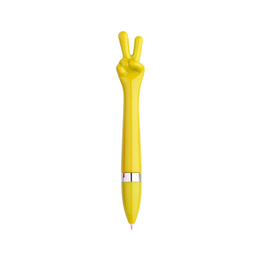 Bolígrafo Plástico Paz y Amor personalizable de color amarillo