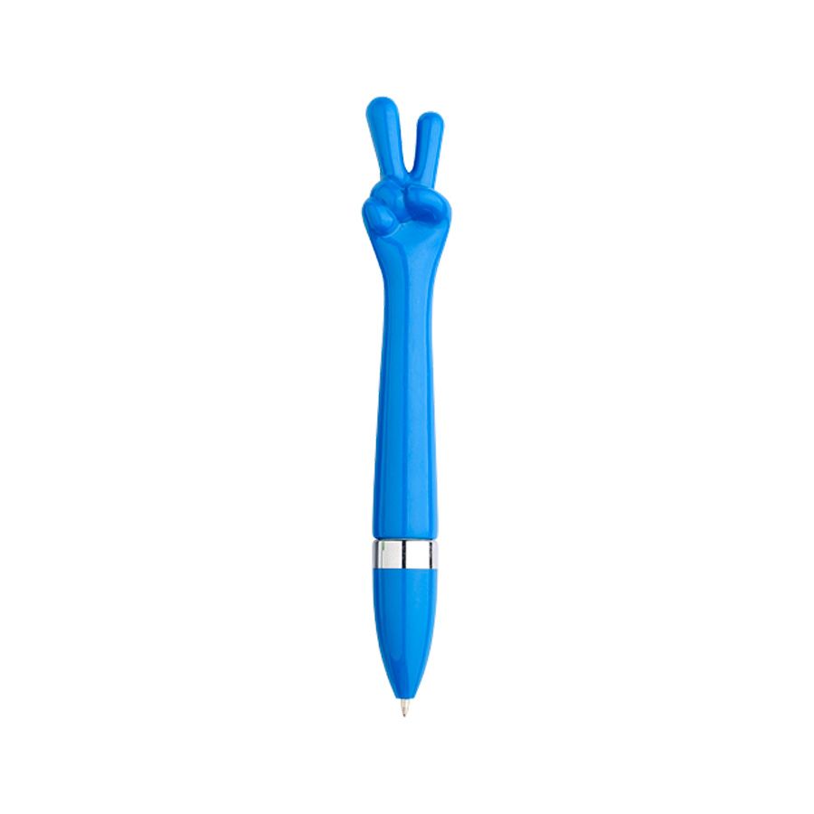 Bolígrafo Plástico Paz y Amor personalizable de color celeste