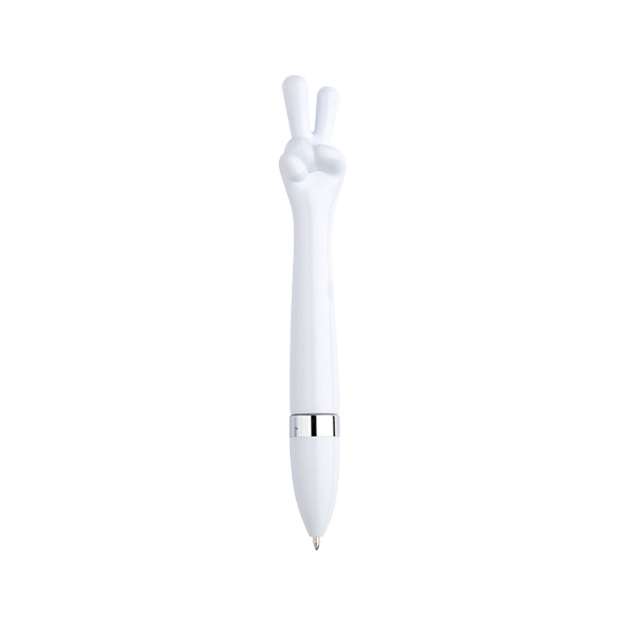 Bolígrafo Plástico Paz y Amor personalizable de color blanco