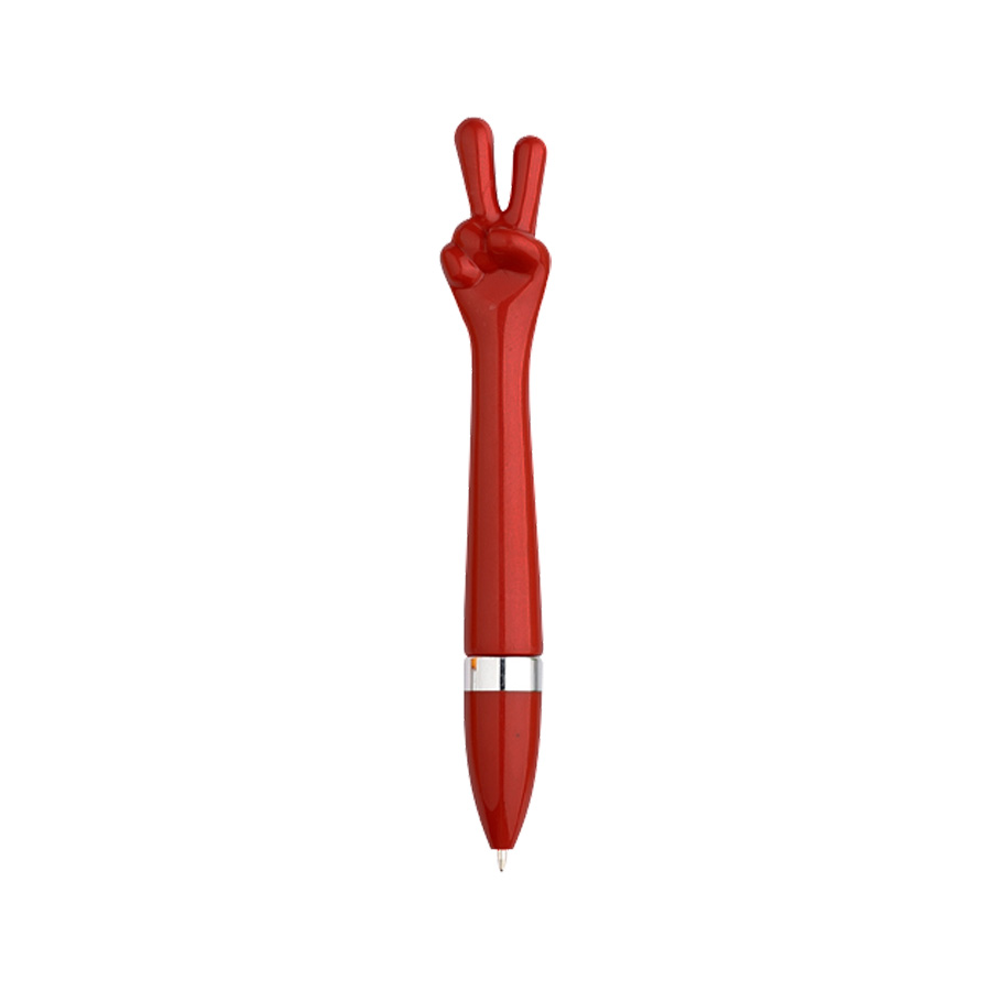 Bolígrafo Plástico Paz y Amor personalizable de color rojo