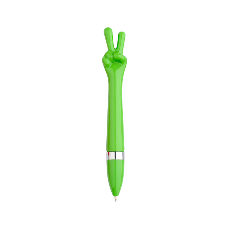 Bolígrafo Plástico Paz y Amor personalizable de color verde