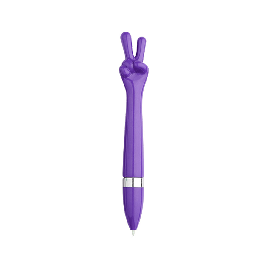 Bolígrafo Plástico Paz y Amor personalizable de color violeta