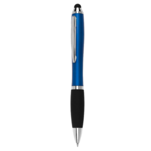 www.regalospro.cl-boligrafoPlasticoTouch-BP20-AZUL BOLÍGRAFO PLÁSTICO TOUCH AZUL. Bolígrafo plástico giratorio con detalles metálicos. Clip metálico. Puntero para pantallas táctiles.
