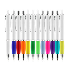 Bolígrafo Wind Stella con diseño curvo, escritura azul y amplia gama de colores.