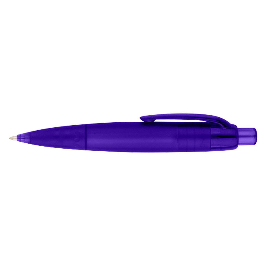 Bolígrafo promocional Gross con cuerpo ancho y acabado semi translúcido. Color ultravioleta