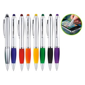 Bolígrafo BP04 Touch-Screen Wind Satin con cuerpo satinado y goma para pantallas táctiles. Personalizable, moderno y perfecto para regalos corporativos