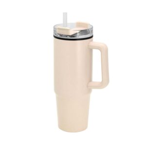 Mug térmico modelo MEGA en color beige, con tapa transparente con cierre giratorio porta sorbete y sorbete incluido.