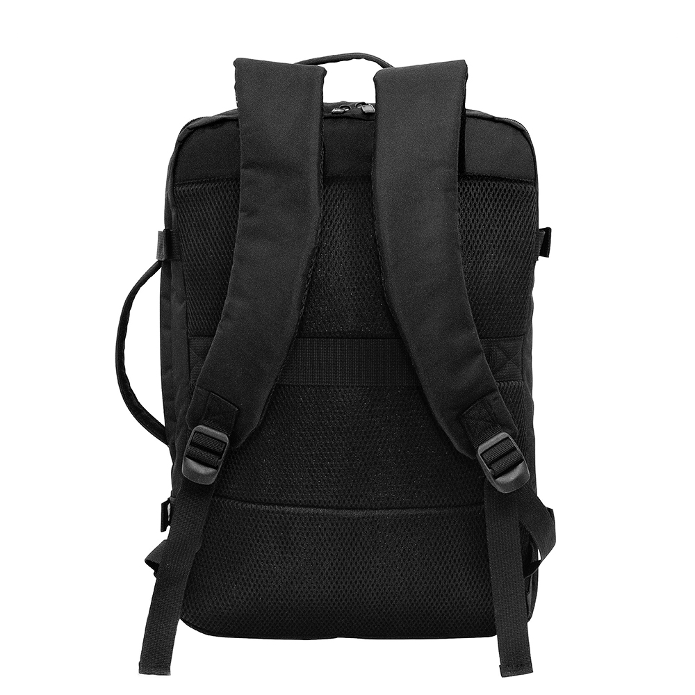 Vista trasera de la mochila MUNICH carry on, 20 litros con porta notebook de hasta 17 pulgadas.