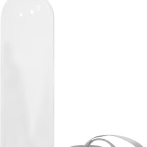 Botella de vidrio ANANÁ 500ml transparente, a un lado la tapa a rosca de acero inoxidable y cinta lanyard