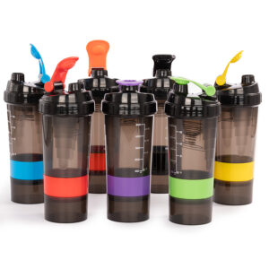 Vaso Gym para batidos proteína SHAKE, con 4 compartimentos.