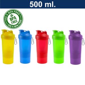 Mug Shaker fabricado en polietileno, Colores: amarillo, azul, rojo, verde y morado.