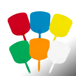 Abanico publicitario FRESH AIR en polipropileno, colores: blanco, naranjo, verde, amarillo, azul y rojo.