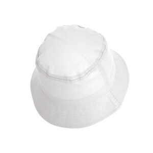 Gorro pescador corporativo blanco de algodón con ala ancha, ideal para regalos promocionales y eventos outdoor, SKU RP349