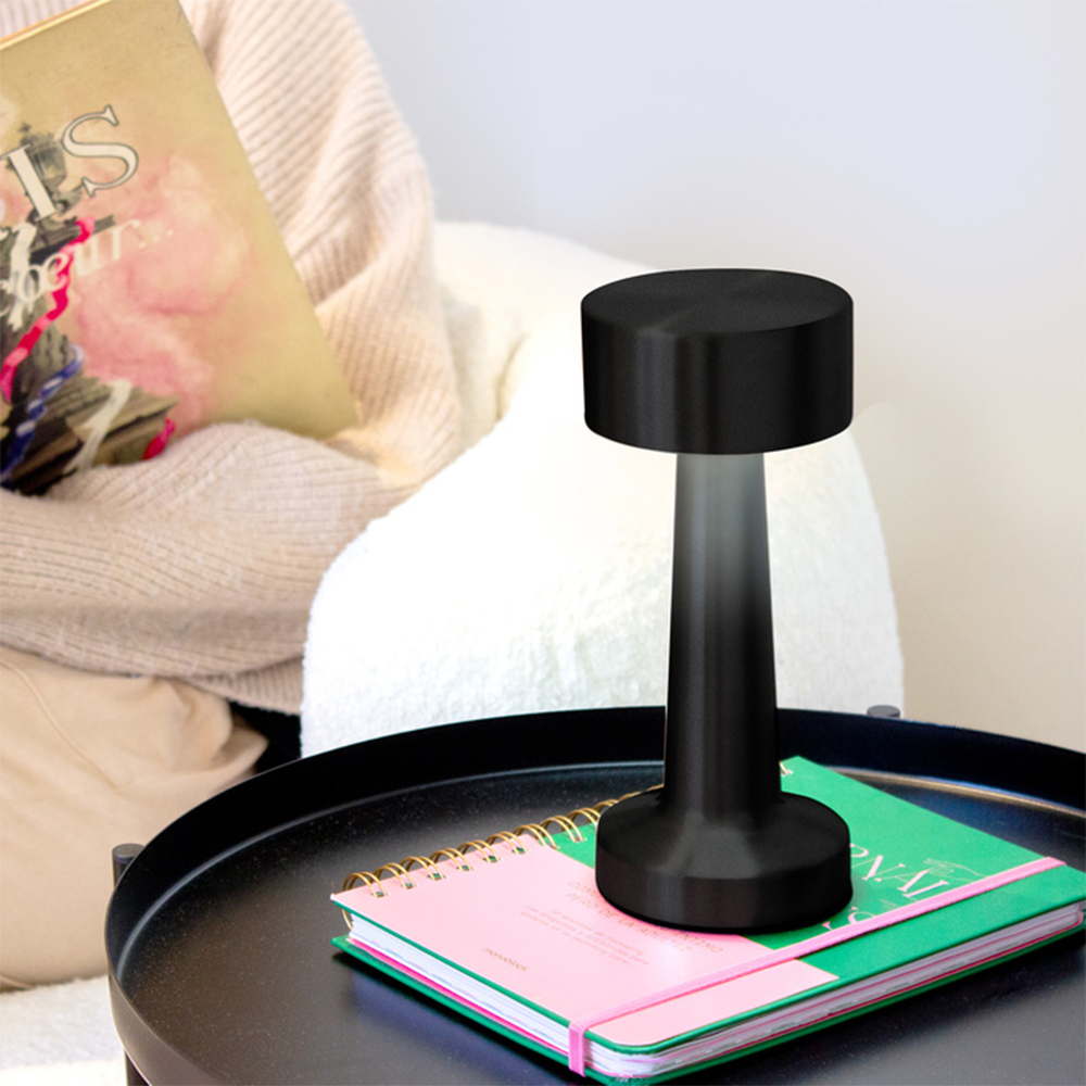 Lámpara LED corporativa DAMBEL recargable con control táctil y tres modos de luz, ideal para escritorio y oficina