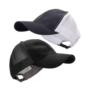 Gorro jockey SAN FRANCISCO engamuzado con malla Soft-Mesh, colores azul y negro. Diseño deluxe para regalos corporativos.