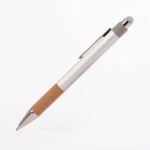 Bolígrafo ZERMATT de aluminio reciclado con grip de corcho natural y punta touch corporativa.