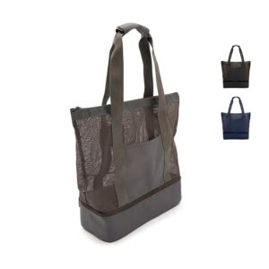 Bolso Cooler Tote Dual térmico reciclado con doble compartimiento para playa y picnic.