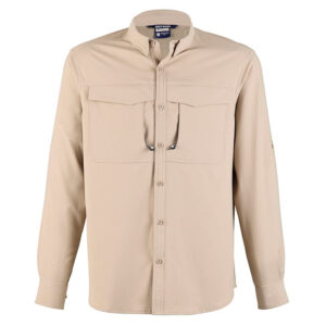 Camisa manga larga hombre SALVIA con protección UV y tratamiento de teflón. Color taupe.