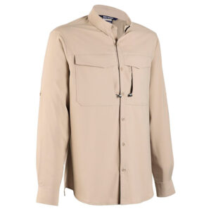Camisa manga larga hombre SALVIA con protección UV y tratamiento de teflón. Color taupe.