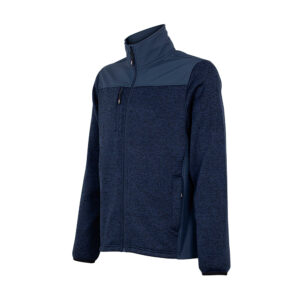 Chaqueta knit fleece hombre con bolsillos con cierre y tejido repelente al agua color azul.