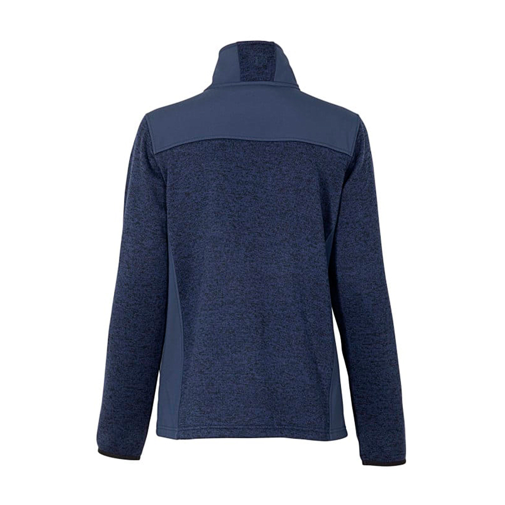 Chaqueta knit fleece mujer con bolsillos con cierre y tejido repelente al agua, color azul.