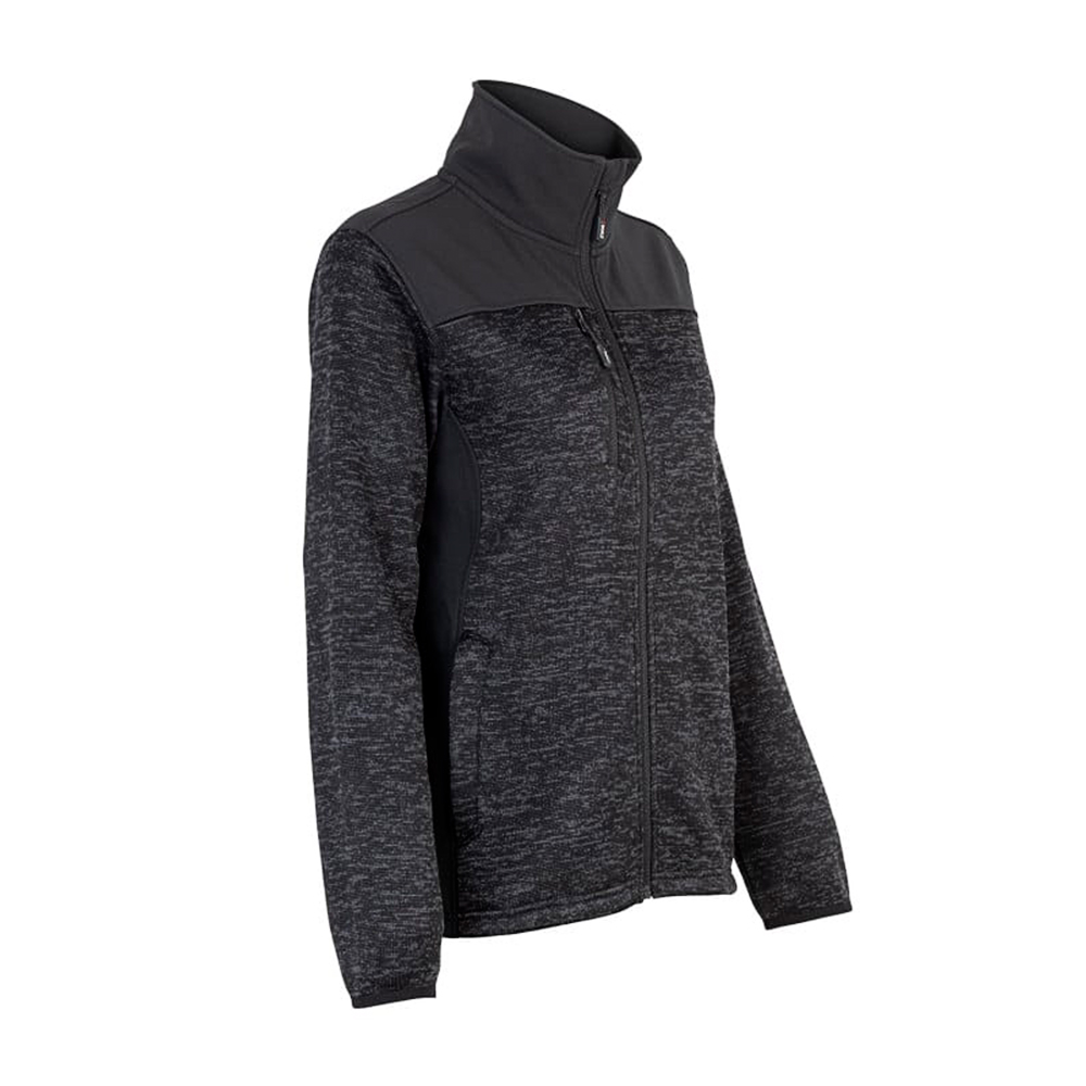 Chaqueta knit fleece mujer con bolsillos con cierre y tejido repelente al agua, color negro.