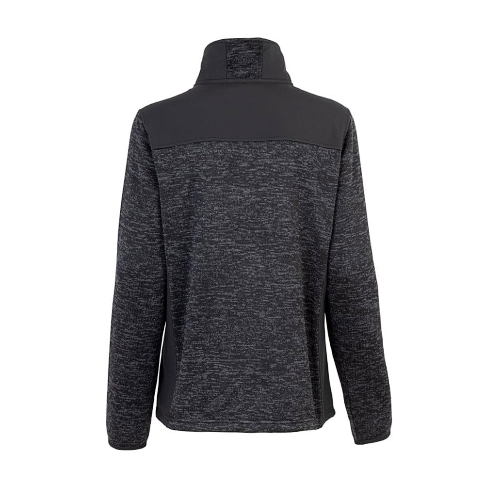 Chaqueta knit fleece mujer con bolsillos con cierre y tejido repelente al agua, color negro.