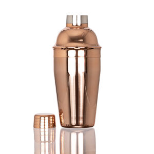 Coctelera metálica encobrizada de acero inoxidable SS304 de 500 ml para coctelería y regalos corporativos.
