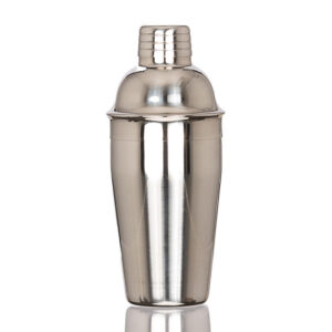 Coctelera metálica plateada SILVER de acero inoxidable 500 ml para coctelería y regalos corporativos.
