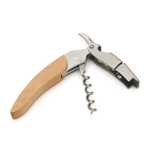 Llavero destapador GRAND CRU metálico negro de acero inoxidable con aro para llaves.