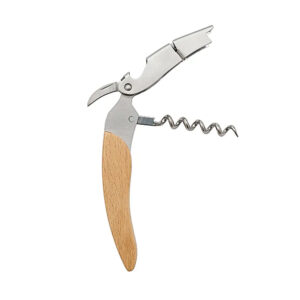 Llavero destapador metálico negro de acero inoxidable con aro para llaves.