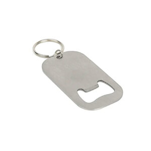 Llavero destapador Silver de acero inoxidable plateado con anilla porta llaves, regalo corporativo funcional.