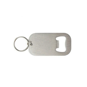 Llavero destapador Silver de acero inoxidable plateado con anilla porta llaves, regalo corporativo funcional.
