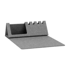 Mousepad plegable MADRID de tela RPET multifuncional para escritorio con soporte para celular y boligrafos.