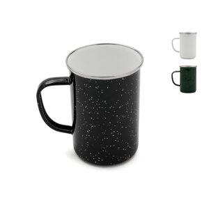 Mug esmaltado de acero inoxidable 304 con asa ergonómica y diseño clásico