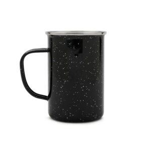 Mug esmaltado de acero inoxidable 304 con asa ergonómica y diseño clásico. Negro