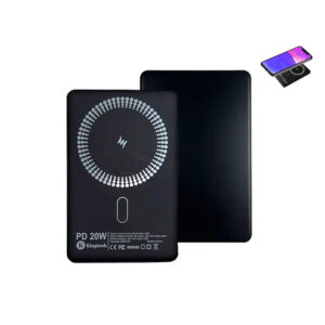 Power bank Tron negro ultradelgado con carga rápida Tipo-C y carga inalámbrica.