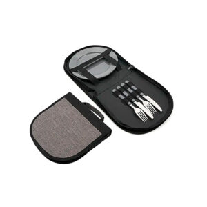 Set de asado Andino con funda organizadora compacta para picnics y asados al aire libre.