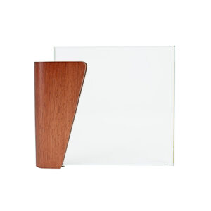 Trofeo galvano LEWIS de madera y cristal para reconocimiento corporativo elegante. Vista frontal