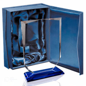 Galvano de cristal escudo para reconocimiento empresarial.