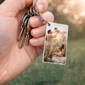 Llavero acrílico sublimable rectangular para regalo corporativo personalizado. Mockup