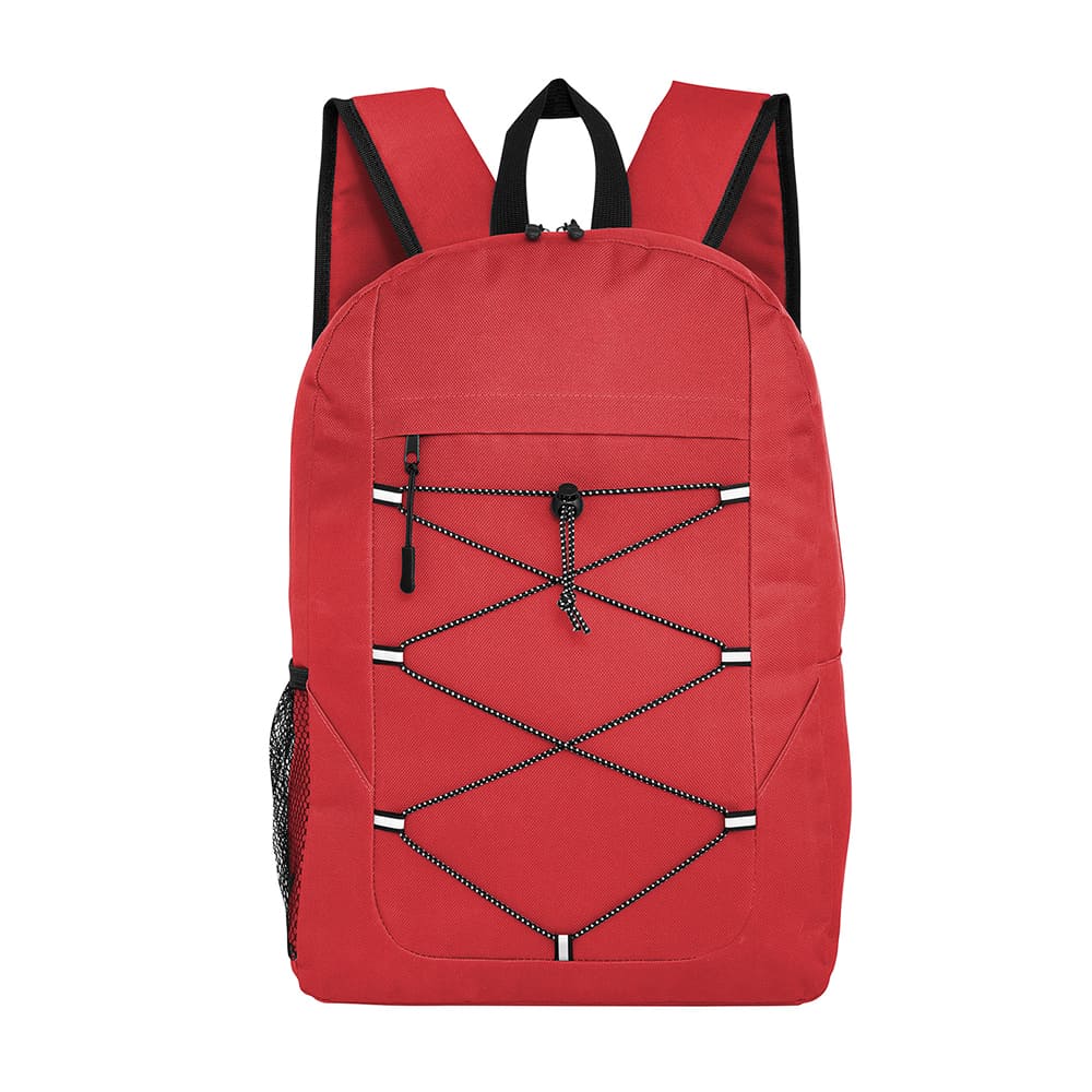 Vista frontal de la Mochila outdoor TRIP color rojo.