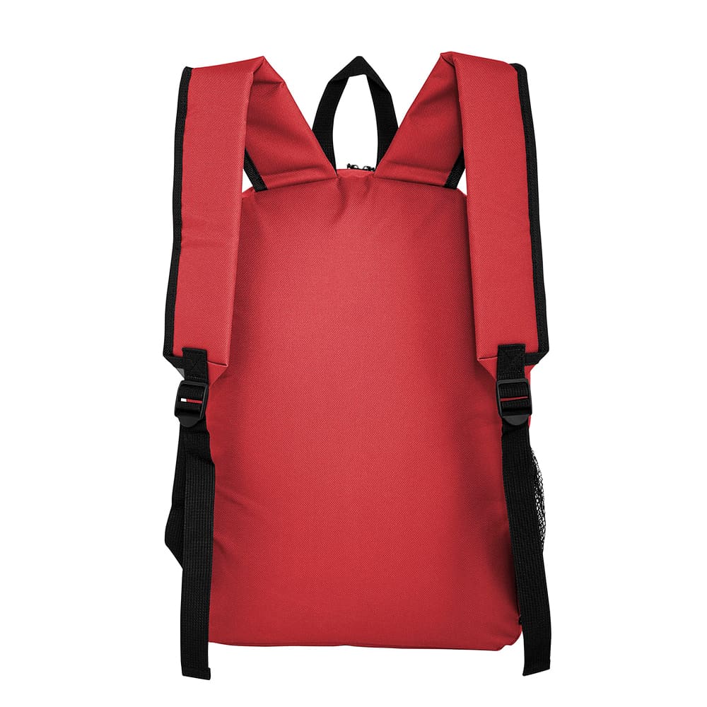 Vista trasera de la Mochila outdoor TRIP color rojo.