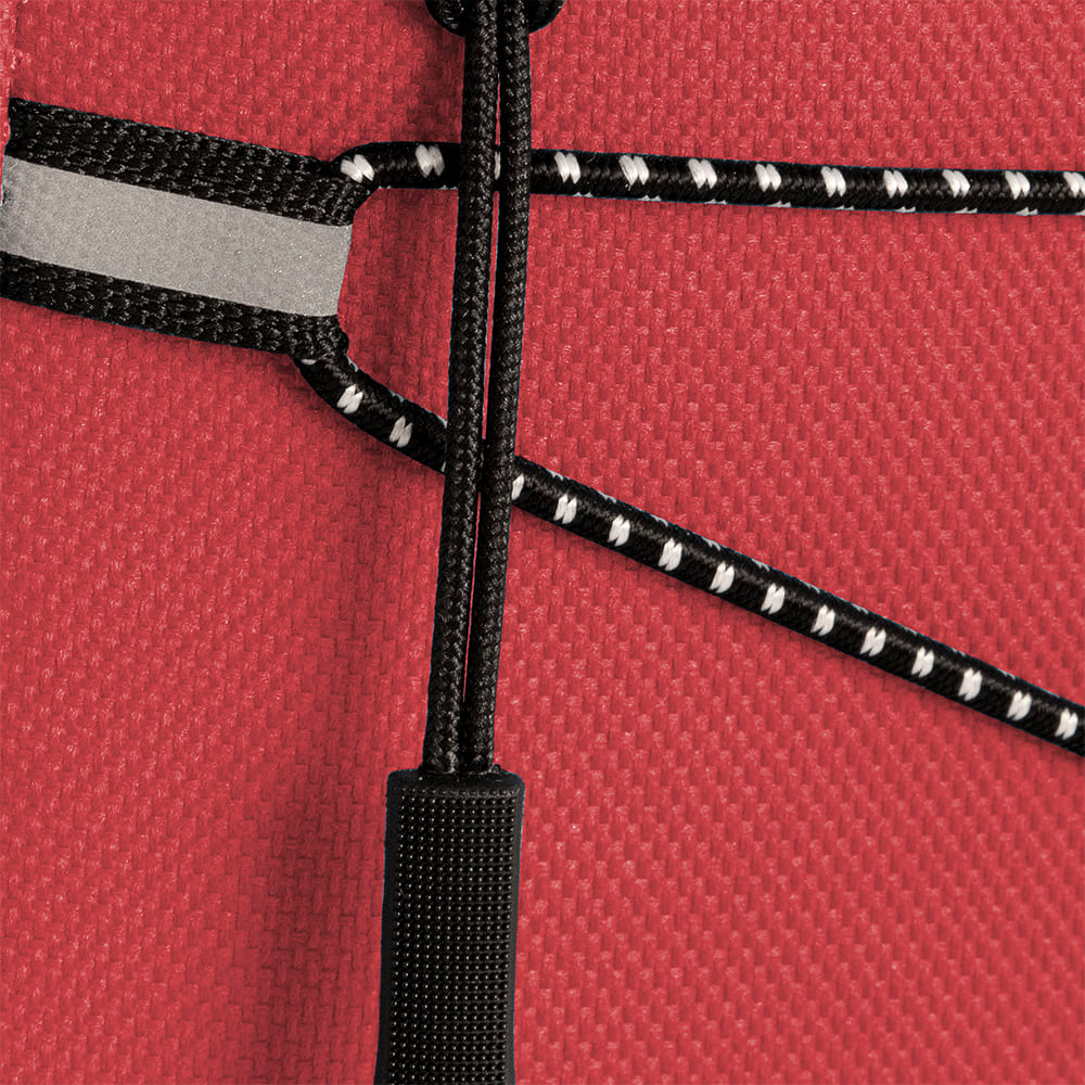Zoom del cierre de la Mochila outdoor TRIP color rojo.